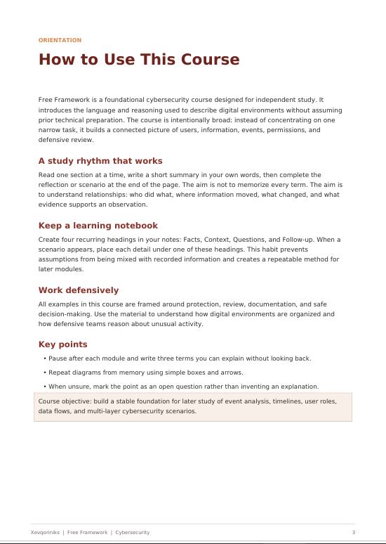 A page from a study guide or textbook titled 'How to Use This Course' with black text on a white background, headed by the word 'ORIENTATION'.